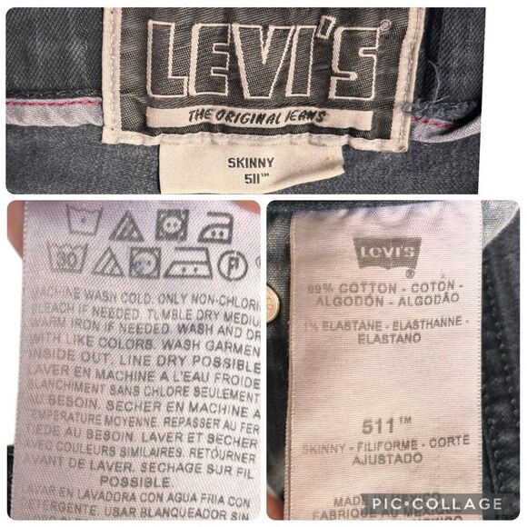 Levi’s 511 Skinny Jeans Men’s Size 29x30  Black Wash Mid Rise 5 Pockets - Picture 8 of 8